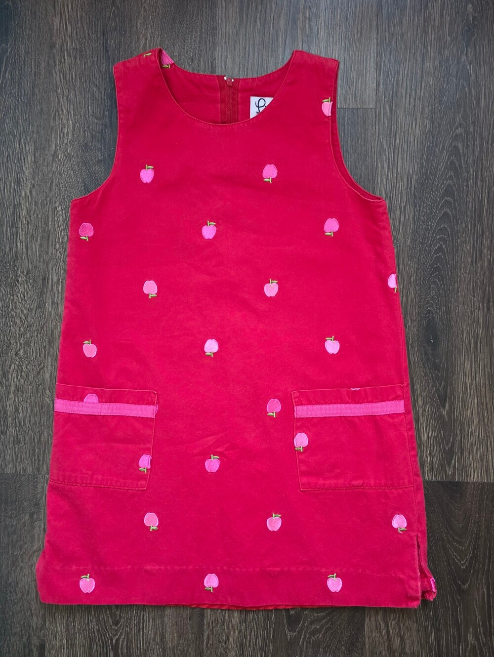Lilly Pulitzer vintage girl's red embroidered apple shift jumper dress